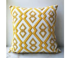 UKKO Cuscini per Divano Copertura Cuscino Giallo Carino Diamante Geometrico Cuscino da Ricamo Geometrico con per Divano Letto Semplice Casa Decorativa 45X45Cm