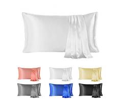 Since Silk Federa di Seta Naturale, Seta di gelso Pura al 100% 20 Momme Federe 2 Pezzi Set, Federa in Seta Protegge I Capelli e La Pelle Previene Le Rughe Bianche (50 * 66cm)