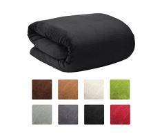 Beautissu Coperta in soffice Microfibra XXL Aurelia 150x200 cm - Nero - Plaid in Pile Coral-Fleece - Coperta Morbida e Calda - Coperta per casa e da Viaggio - Marchio Fiducia nel Tessile Öko-Tex