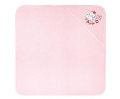 Lashuma Asciugamano con cappuccio ricamato per neonati, telo doccia per bambini, motivo: gatto e ragazza, 75 x 75 cm