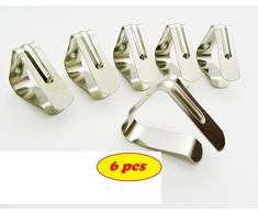 Ferma Tovaglia kit 6 pezzi Inox Tovaglie Fermatovaglie Molla Gancio Tavolo