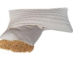 Natur Cuscino di miglio biologico per la testa di miglio, 40 x 60 cm, con rivestimento rimovibile lavabile in 100% cotone con chiusura lampo – Ciotola di cervo in pelliccia di cervo