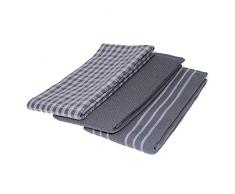 XZANTE Classic Asciugamani da Cucina, Il Miglior tè Asciugamani, Strofinaccio, Assorbente E Privo di Peli, Lavabile in Lavatrice, 18 x 25 Pollici, 3 Pack, Bianco con Banda Grigia