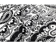 1001 Wohntraum Copriletto Audrey Paisley Barocco Acciaio Nero/Bianco Vintage Plaid Coperta Quilt, Cotone, Schwarz/Weiß, 150 x 200cm