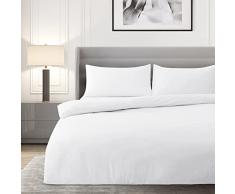 Deconovo Set Copripiumino Matrimoniale per Letto 200x200 cm e 2 Federe 50x80 cm, Biancheria da Letto in Poliestere, Bianco