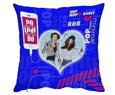 CUSCINO PERSONALIZZATO PERSONALIZZABILE STAMPA FOTO CUORE MUSICA BLU