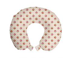 ABAKUHAUS Shabby Flora Cuscino da Viaggio, Rose damasco Vecchio, Accessorio in Schiuma di Memoria per Viaggio, 30 cm x 30 cm, Multicolore