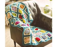 Coperta alluncinetto per divano,Coperta tessuta a maglia fatta a mano,Coperta per Divano Decorativa Boho,Coperta Per Letto tessuta a fiori colorati per divano Reclinabile(75x48cm(30x19inch), Blue)