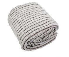 Tata Home Plaid Coperta Divano in Caldo e Morbido Pile da 280 gr mq Lavorazione Jacquard Misura Letto Singolo 160x200 cm Colore Beige MOD. Rovaniemi