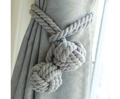 Un Paio di Corde Fermatenda Fatti a Mano in Cotone Ferma Tenda Corde Tenda Curtain Tiebacks (Grigio)