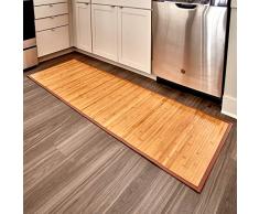 iDesign Tappeto bagno, Tappeto antiscivolo bagno o cucina impermeabile, Tappetino bagno in legno di bambù ideale anche per il corridoio e la cucina, marrone chiaro