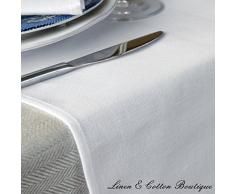 Linen & Cotton Runner Da Tavolo AMELIA, 50% Lino, 50% Cotone - Bianco (47 x 180cm)