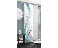 Home fashion 87152-728, Tenda scorrevole con stampa digitale Carlisle, in tessuto decorativo effetto seta, 245 x 60 cm, Turchese (Türkis)