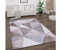 Tappeto Salotto Pelo Corto Stile Vintage Astratto Design Moderno Geometrico Motivo Diamante, Dimensione:160x220 cm, Colore:Beige