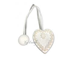 tex family CALAMITA Ferma Tenda in Legno Calamite per Tende LEGATENDE Cuore Shabby Bianco