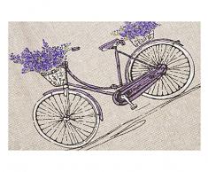 Tovaglia Cucina Soggiorno "Biciclette" Lavanda Shabby Chic Provenzale cm 140x140 - Made in Italy