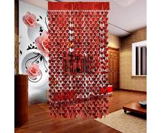 1 Pacchetto Metallico Orpelli Tende Lamina Frangia Shimmer Streamer Tenda Porta Finestra Decorazione della Parete per Il Compleanno Forniture per Feste di Nozze 3ft * 5ft - Cuori Rossi