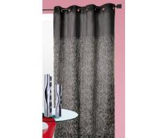 Home Maison 851053 - Tenda a Pannello Ricamata, Tessuto Shantung con Fili, 140 x 260 cm, Motivo a vortici, Colore: Nero