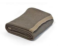 nielsen HOME coperta Akira a maglia, 150x200 cm, grigio antico/sabbia, 100% cotone, maglia, Oekotex, coperta a maglia, accogliente coperta