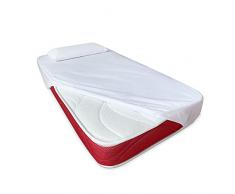 DUÉRMETE ONLINE Set Materasso 70 x 140 cm + Lenzuolo Protettivo Tencel + Cuscino per Lettino viscoelastico Anti soffocamento, Poliuretano, Rosso, 70 x 140