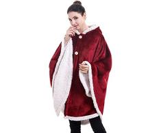 Coperta Riscaldante Elettrica Termica, Coperta con Cappuccio Avvolgente, Coperta for Poncho, Mantella di Peluche, Calda e indossabile con Tasche