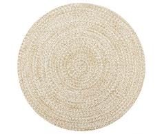 vidaXL Tappeto Artigianale Manuale Corsia Passatoia Rotonda Rustica Cucina Protezione Pavimento in Juta Intrecciata Bianco e Naturale 120 cm