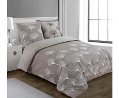 VISION - Parure da letto Ginko - Reversibile - Set copripiumino 260 x 240 cm con 2 federe assortite 65 x 65 cm - 100% cotone