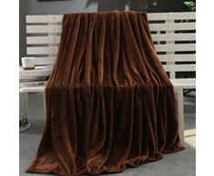 UKKO Fuzzy Pelliccia Inverno Calda Coperta da Ufficio Soffice Riposo Divano Sofà Solido Biancheria da Letto Lenzuola Lenzuolo Studente Casa Copriletto Coperta Coperte-Coffee,70 * 100Cm