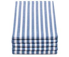 ZOLLNER 5 strofinacci 100% cotone, a righe blu e bianche, 50x70 cm