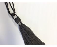EMBRASSE CON FASCIA CON SWAROVSKI ADATTO PER TENDE E CALATE. COLORE GRIGIO SCURO.