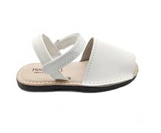 Sandali Menorchine per bambini Unisex Quine Pelle Bianca Plaid Imbottita -Made in Spain-, bianco, 25 EU