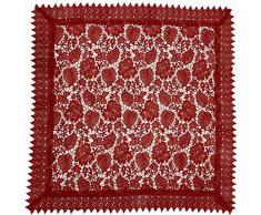 EUROSTYLE Set centrino Runner Striscia corredo da Tavolo Intagliato in Pizzo Macrame Art. alfiere in Poliestere (Centrotavola Quadrato, Rosso)
