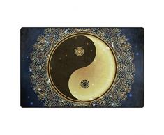 WowPrint - Tappeto Tribale Tai Chi Mandala, Lavabile, Leggero, per Cucina, Sala da Pranzo, Soggiorno, Camera da Letto, Decorazione della casa, 78 x 50 cm, Multi, 152 x 99 cm