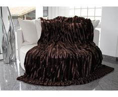 Coperta, double face, eco-pelliccia, di fire seller, Poliestere, Brown, 150 x 200 cm