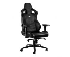 noblechairs EPIC Sedia da gaming - Sedia da ufficio - Sedia da scrivania - Pelle vera - 120kg - 135° reclinabile - Cuscino di sostegno lombare - Nero