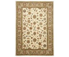 Theko - Tappeto indiano classico senza tempo, 100% lana vergine, beige, crema, marrone, rettangolare, 60 x 90 cm
