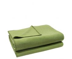 zoeppritz since 1828’, Coperta in Morbido Pile con Punto duncinetto da 160 x 200 cm, Poliestere/Viscosa, 650 Verde, 160 x 200