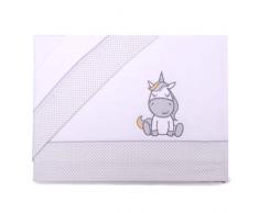 PEKITAS Bebe Set di lenzuola sottili 3 pezzi per lettino 60 x 120 100% cotone (unicorno bianco)