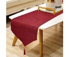 WAITER TREE Runner da Tavolo in Biancheria Artificiale Runner per Cucina Impermeabile Decorazione per Casa Sala da Pranzo Letto Caffetteria (35x180cm, Rosso Rubino)