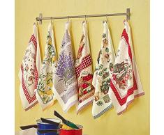 NuvolaNera 6 Strofinacci da Cucina in Spugna 100% Cotone 50x70 cm – Canovaccio Ultra Morbido Lavabile in Lavatrice – Assortimento 1