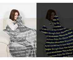 Kanguru Plaid Glow Songs, coperta in soffice pile, SI ILLUMINA DI NOTTE, 130x150 cm
