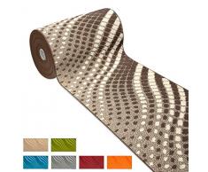 Tappeto Cucina Tessitura 3D Retro Antiscivolo Mosaico Onde Multiuso Corridoio Bagno Camera MOD.Clelia D 57x230 Marrone (C)