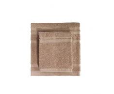 Zucchi Set Spugna 1 + 1 Basics Stripping - Asciugamano 60 x 110 cm + Ospite 40 x 60 cm - Asciugamani in 100% Spugna Jacquard di Puro Cotone (Marrone - col. 44)