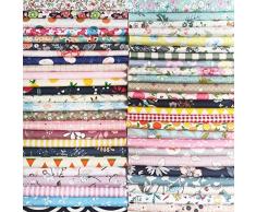 Qililandiy 200 pz Tessuti Stoffe Patchwork Tessuto Stampato Cotone 10 * 10 cm Tessuti e Stoffe a Metro Cotone Scampoli Stoffa Fatansia per Cucito Materiale per Hobby Creativo(10X10 CM)