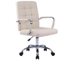CLP Sedia Ufficio Deli Pro In Tessuto I Sedia Girevole Imbottita E Trapunta I Sedia Scrivania Con Braccioli, Colore:crema
