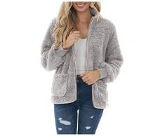 ZYUEER Giacca Donna Cappotti, Felpa Cappotto Piumino Maglione Lavorato A Maglia allUncinetto con Maniche Pipistrello Oversize Allentato Copertura Superiore Camicetta(Grigio,L)