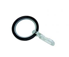 Gardinia 31035 Anello per Tende con Inserti Scorrevoli, Metallo, Nero, 20 x 4 mm, confezione da 10 unitÃ 