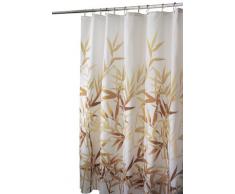 InterDesign Anzu Tenda da doccia, Tenda per vasca da bagno 183,0 cm x 183,0 cm, Tenda in poliestere lavabile con motivo floreale, Poliestere marrone