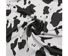 DESHOME Nature H 230 cm - Tessuto a Metro a maglia Jacquard elasticizzato Mucca Stoffa arredo per tappezzeria divani, cuscini, sedie, pouf