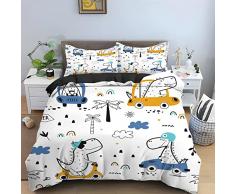 ZAHOCAI Copripiumino Matrimoniale 240x220 Dinosauro Del Fumetto Bianco Come La Neve Parure Copripiumino Matrimoniale con Cerniera Nascosta Morbido Traspirante Copripiumone + 2 Federe 50x80 cm